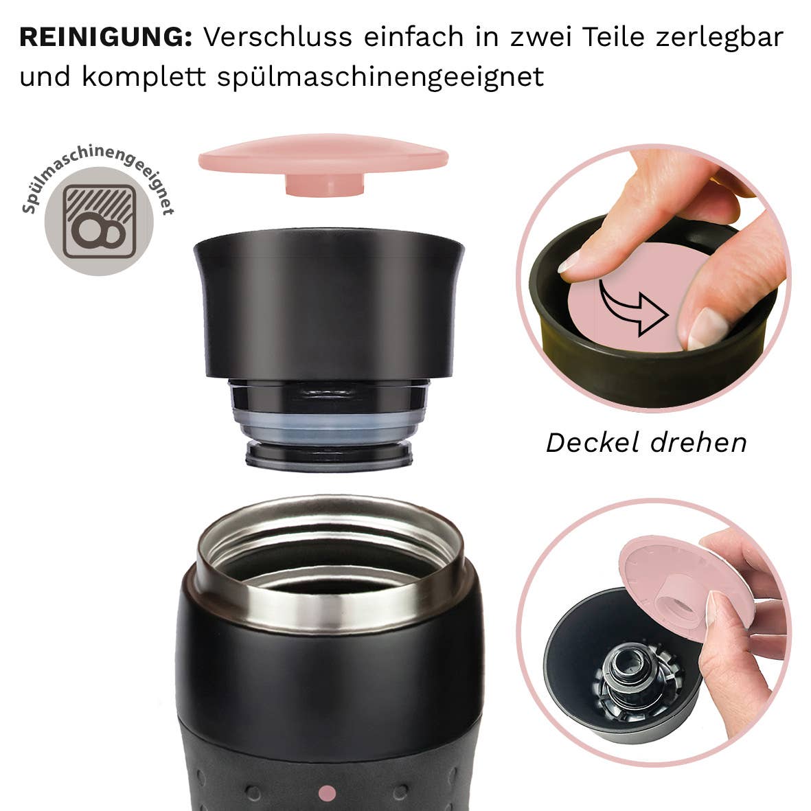Creano Design Travel Mug 420 ml, Coffee to Go Cup Pink