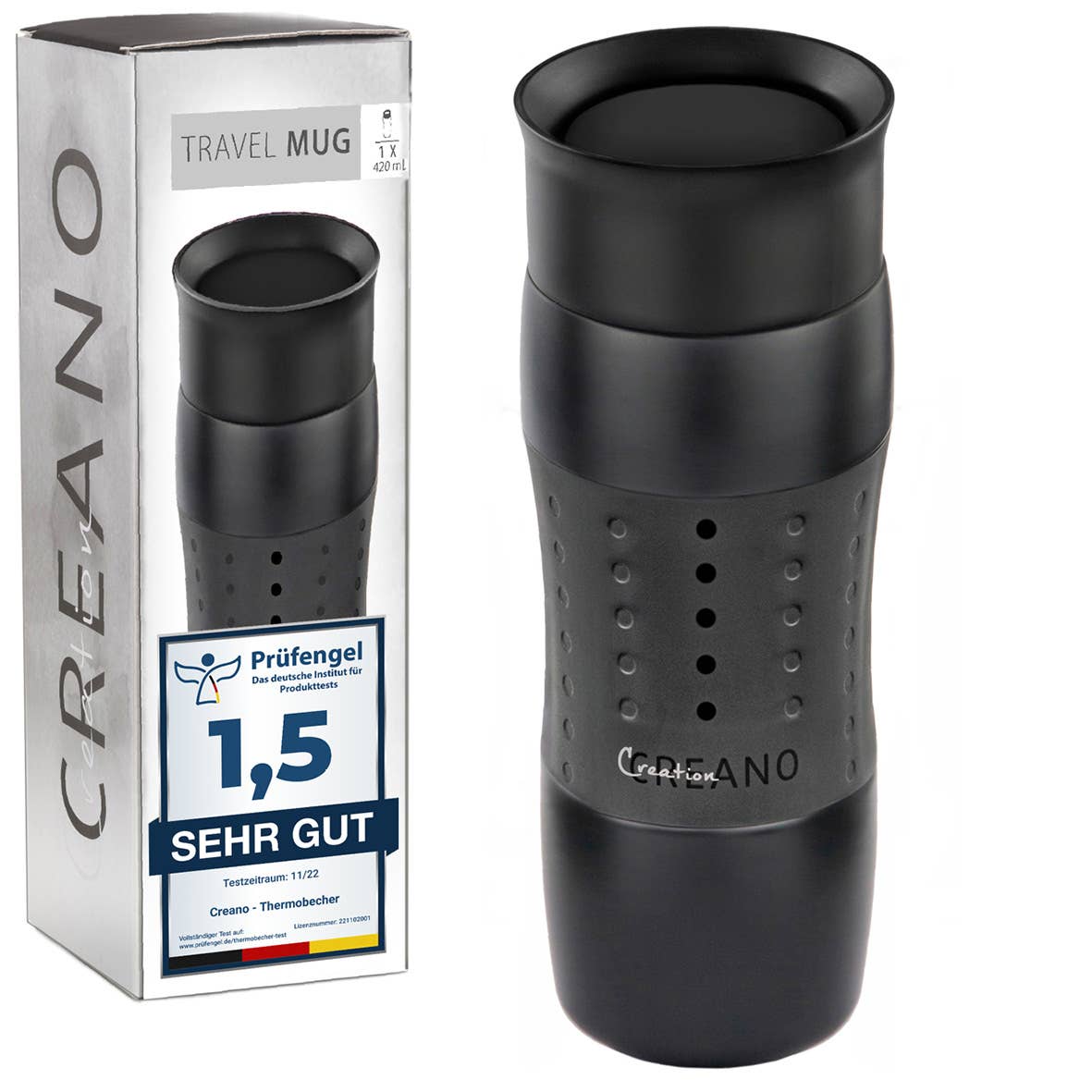 Creano Design Travel Mug 420 ml, Coffee to Go Mug