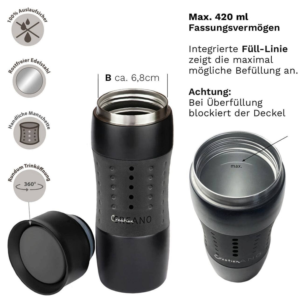 Creano Design Travel Mug 420 ml, Coffee to Go Mug